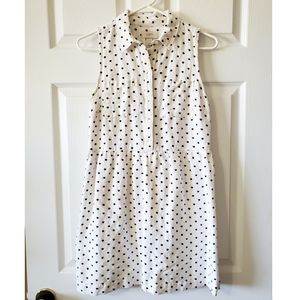 LOFT Black & White Polka Dot Linen Dress sz 2
